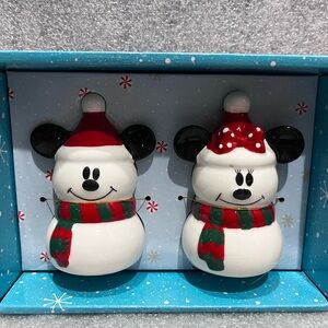 Holiday Snowman Salt and Pepper Shakers - Red and Green